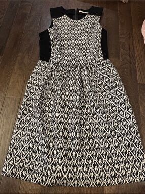 Madewell Black & White Printed Skirt Fit-and-Flare Dress